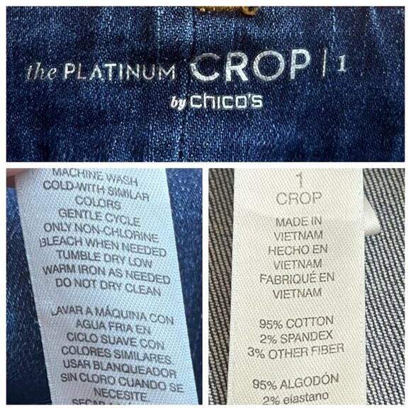 Chico’s Jeans Platinum Crop High Rise Dark Wash Chico’s Size 1 - Women's Size 8 - Picture 6 of 7